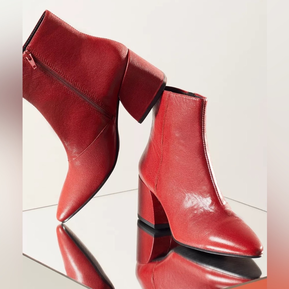 Vagabond Olivia Red Leather Ankle Boots